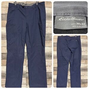 Eddie Bauer Fleece Lined Tech Pant Mens 38x32 Blue Outdoor Hiking Trail Climbing